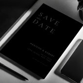 Save The Date Simple Mat moderne Noir Mariage Enregistrer la dat