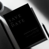 Save The Date Simple Mat moderne Noir Mariage Enregistrer la dat