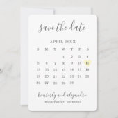 Save The Date Simple mignonne Pastel Jaune Coeur Calender Mariag (Devant)