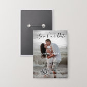 Save the date simple minimal QR scan code details  Button (Voorkant / Achterkant)