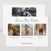 Save The Date Simple Minimalist with Photos Wedding (Devant / Derrière)