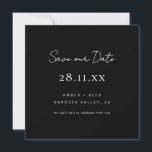 Save The Date Simple minimaliste Carré noir et blanc<br><div class="desc">Simple et classique,  ce noir et blanc enregistrer la carte de date est parfait pour ceux qui veulent garder les choses simples. Cette sauvegarde de la date assurera que tous vos détails importants sont notés,  tout en le gardant classe et élégant.</div>