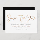 Save The Date Simple minimaliste Cooper Gold Script (Devant / Derrière)