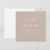Save The Date Simple minimaliste Élégant Script Carré beige (Devant / Derrière)