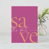 Save The Date Simple Modern Bold Photo Magenta Orange (Debout devant)