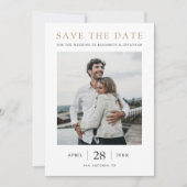 Save The Date Simple Modern Gold Multi Photo Mariage (Devant)