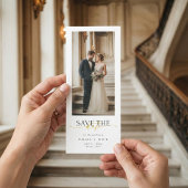 Save The Date Simple Modern Gold Script Bookmark Photo Wedding