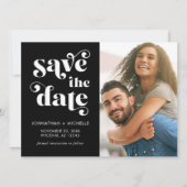 Save The Date Simple Modern Minimalist Black & White Wedding (Devant)