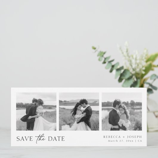 Save The Date Simple Modern Minimalist Wedding Photo Strip (Debout devant)