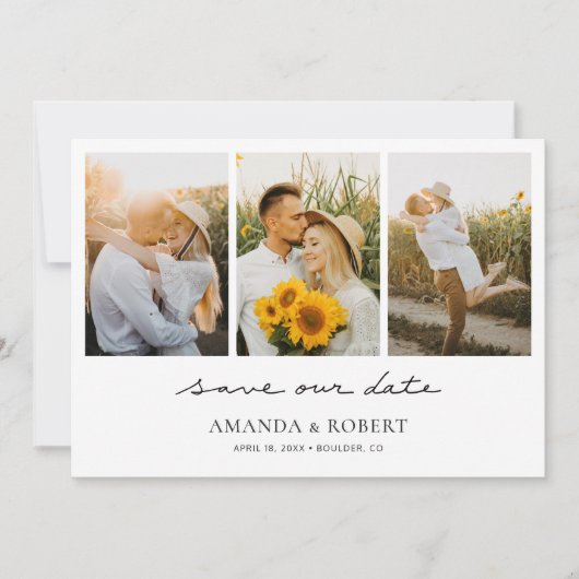 Save The Date Simple Modern Multi Photo Collage Enregistrer la d (Devant)
