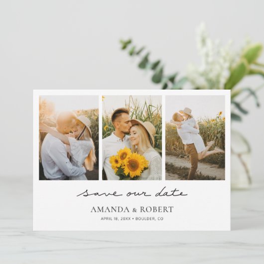 Save The Date Simple Modern Multi Photo Collage Enregistrer la d (Debout devant)