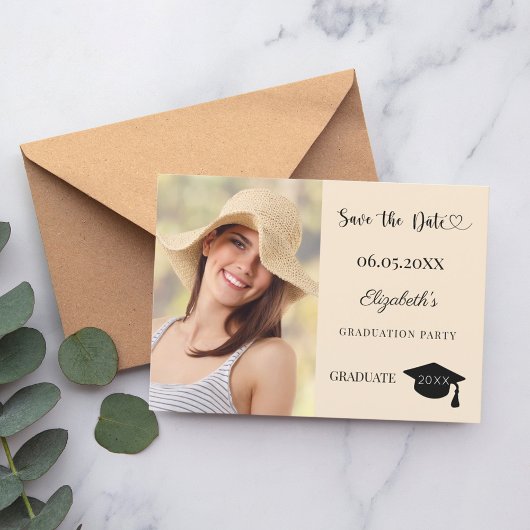 Save The Date Simple modern photo champagne Graduation