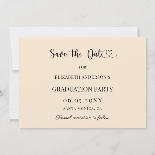 Save The Date Simple modern photo champagne Graduation (Dos)