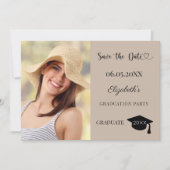 Save The Date Simple modern photo mocha beige Graduation (Devant)
