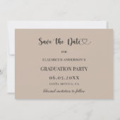 Save The Date Simple modern photo mocha beige Graduation (Dos)