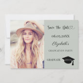 Save The Date Simple modern photo sage green Graduation (Devant)
