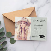 Save The Date Simple modern photo sage green Graduation