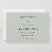 Save The Date Simple modern photo sage green guy Graduation (Dos)