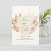 Save The Date Simple Modern Rustic Pampas Grass Wedding (Debout devant)