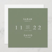 Save The Date Simple Modern Sage Carré Enregistrer la date (Devant / Derrière)