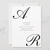 Save The Date Simple Modern Script Monogram Wedding (Devant)