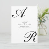 Save The Date Simple Modern Script Monogram Wedding (Debout devant)