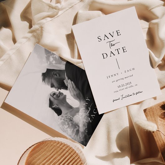 Save The Date Simple Modern Typography Photo Wedding 