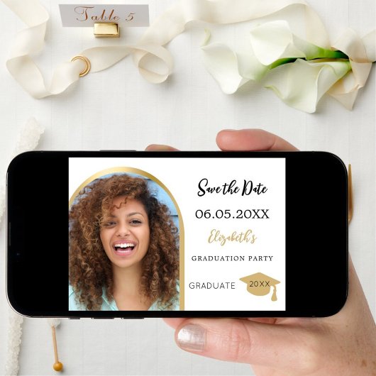 Save The Date Simple moderne arche photo or Graduation Party