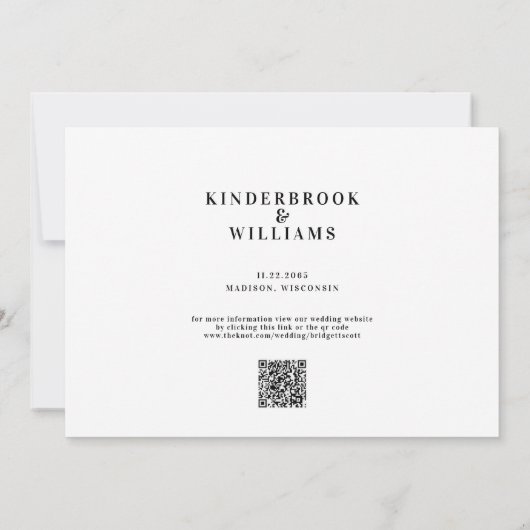Save The Date Simple Moderne B/W Monogramme QR Code Enregistrer (Dos)
