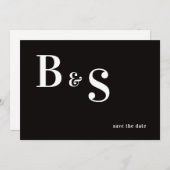 Save The Date Simple Moderne B/W Monogramme QR Code Enregistrer  (Devant / Derrière)