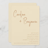 Save The Date Simple moderne Boho Terracotta Mariage Script (Devant / Derrière)