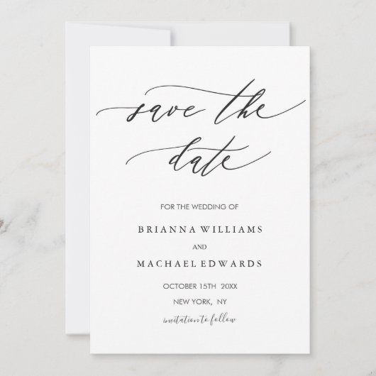 Save The Date Simple Moderne Calligraphie Mariage Enregistrer la (Devant)