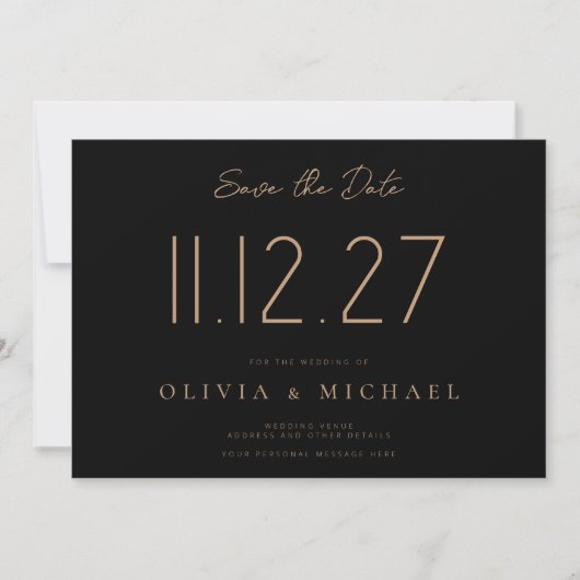 Save The Date Simple Moderne Chic Mariage Non Photo Enregistrer  (Devant)