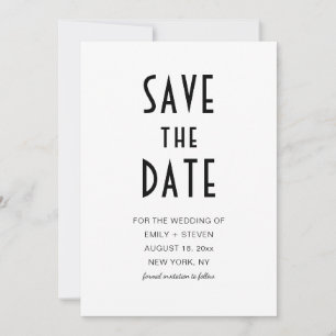 Save The Date Simple Moderne Chic Typographie Noire Photo