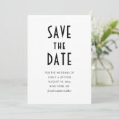 Save The Date Simple Moderne Chic Typographie Noire Photo (Debout devant)