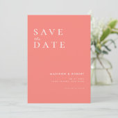 Save The Date Simple moderne Coral rose mariage Enregistrer la d (Debout devant)