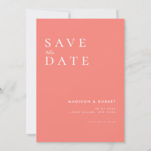Save The Date Simple moderne Coral rose mariage Enregistrer la d