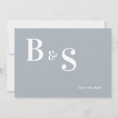 Save The Date Simple Moderne Date de Sauvegarde Monogramme Bleu (Devant)