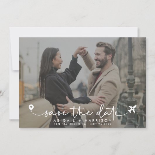 Save The Date Simple moderne de destination mariage script photo (Devant)