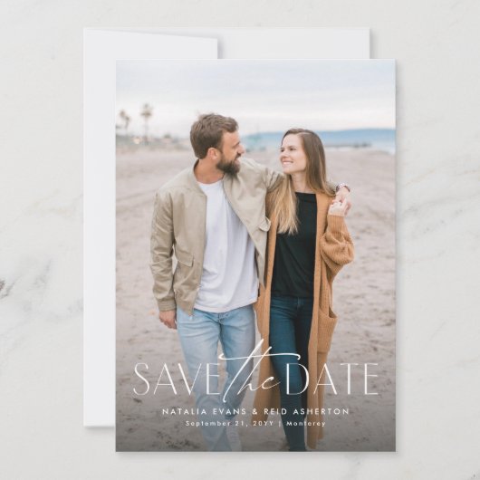 Save The Date Simple moderne design vertical deux photo (Devant)