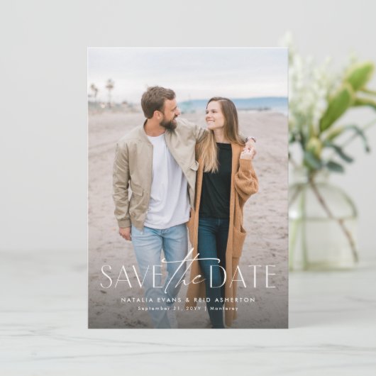 Save The Date Simple moderne design vertical deux photo (Debout devant)