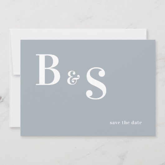 Save The Date Simple moderne Dusty Blue Monogramme QR Enregistre (Devant)