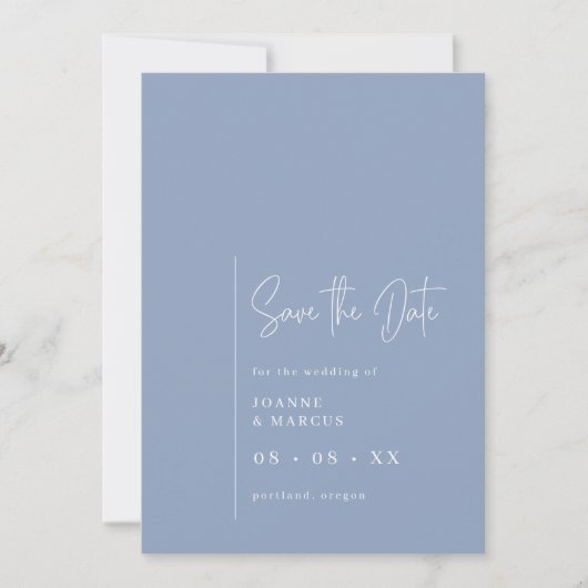 Save The Date Simple moderne Dusty Blue Photo & QR Code (Devant)