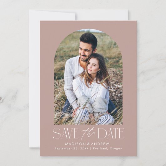 Save The Date Simple moderne Dusty Rose Arch Photo (Devant)