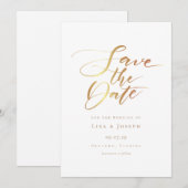 Save The Date Simple Moderne Écriture Dorée (Devant / Derrière)