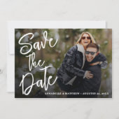 Save The Date Simple Moderne Écriture Pinceau Photo Mariage (Devant)