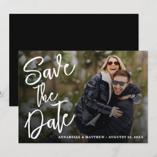 Save The Date Simple Moderne Écriture Pinceau Photo Mariage