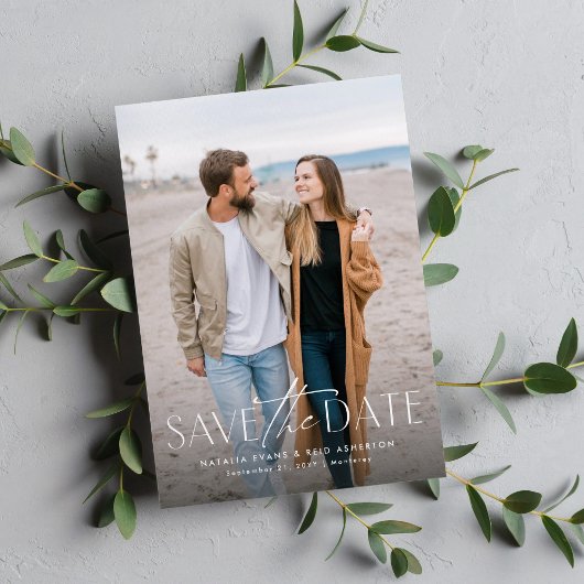 Save The Date Simple moderne élégant vertical deux photo
