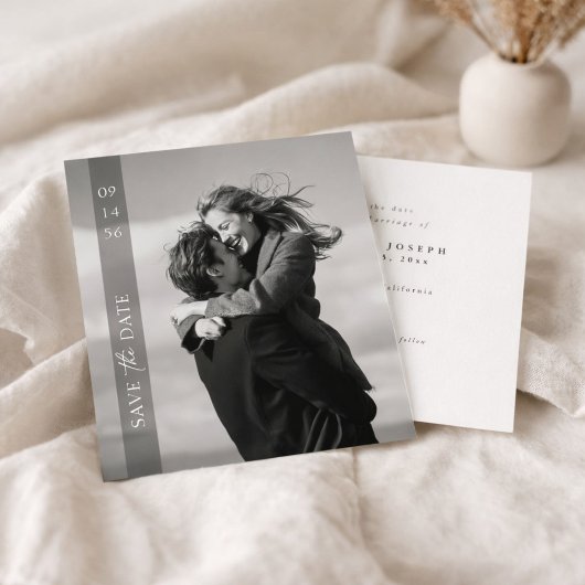 Save The Date Simple Moderne Élégante Photo Date Vertical Mariag
