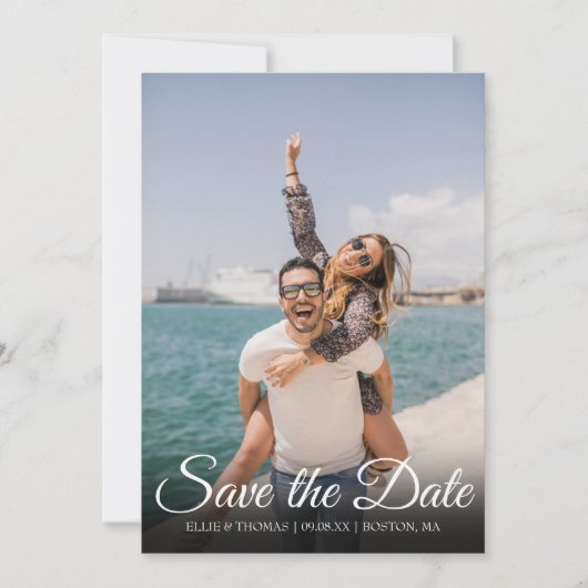 Save The Date Simple Moderne Enregistrer la Date Élegant Script  (Devant)